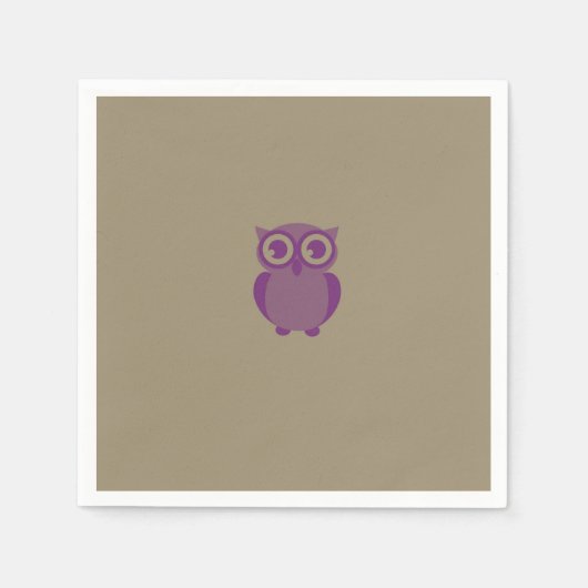 Paars Owl Paper Napkins Servetten (Voorkant)