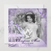 Paars paard Carriage Quinceañera Uitnodiging (Voorkant)