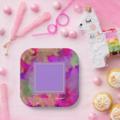 Paars, paars en goudmarmer papieren bordje (Feest)