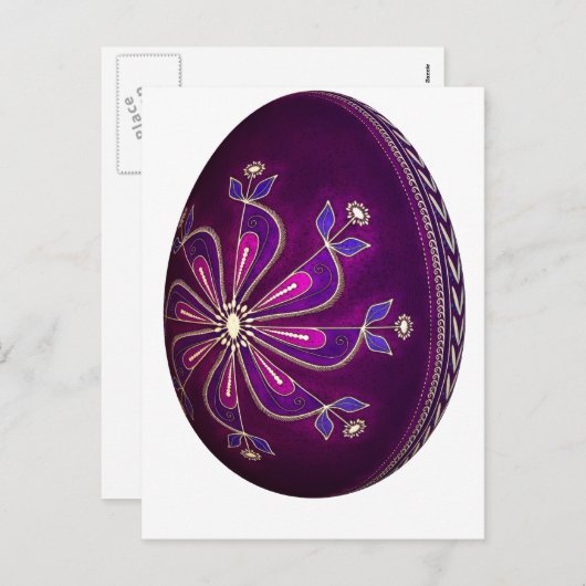 Paars Paasei Pysanky Feestdagenkaart (Voorkant / Achterkant)