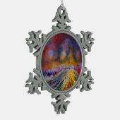 Paars pad tin sneeuwvlok ornament (Links)