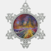 Paars pad tin sneeuwvlok ornament (Voorkant)