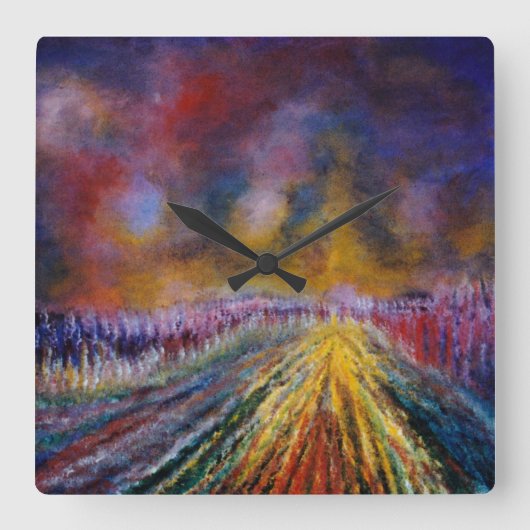 Paars pad vierkante klok (Voorkant)