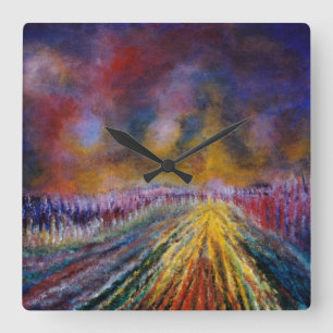 Paars pad vierkante klok