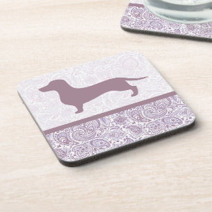Paars Paisley Dachshund Drink Onderzetter Wiener D