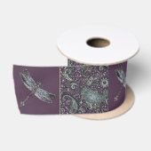 paars paisley en libellenruit satijnen lint (Spoel)