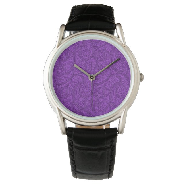 Paars Paisley Horloge (Voorkant)