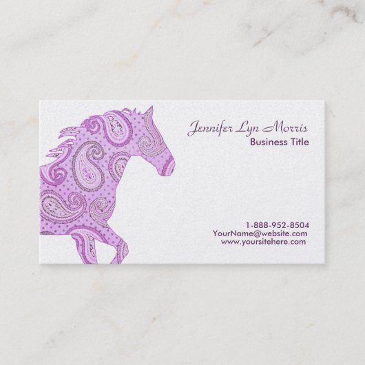 Paars Paisley Horse Visitekaartje (Voorkant)