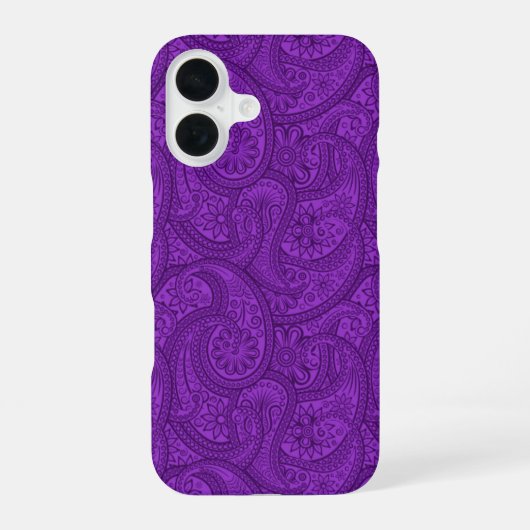 Paars Paisley iPhone 16 Hoesje (Achterkant)