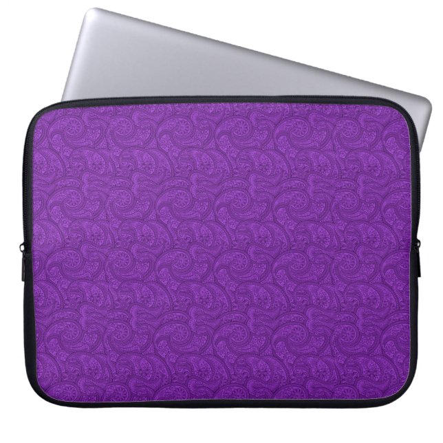 Paars Paisley Laptop Sleeve (Voorkant)