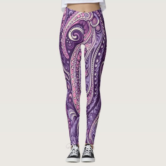 Paars Paisley Leggings (Voorkant)