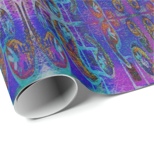 Paars Paisley Pattern Cadeaupapier (Rol Hoek)