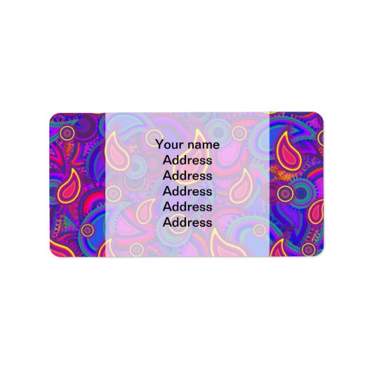 Paars Paisley Pattern Etiket (Voorkant)