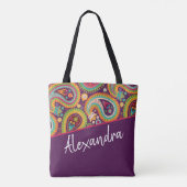 Paars Paisley Pattern, gepersonaliseerd Tote Bag (Achterkant)