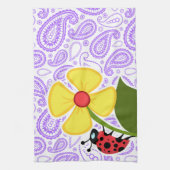 Paars Paisley Pattern; Lieveheersbeestje Theedoek (Verticaal)