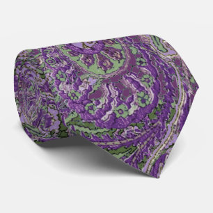 Paars Paisley Peacock Colors Wedding Stropdas