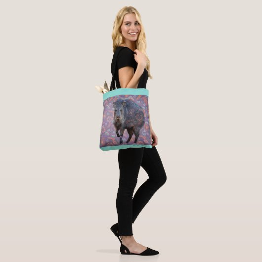 Paars Paisley Pecary Tote Bag (Op model)
