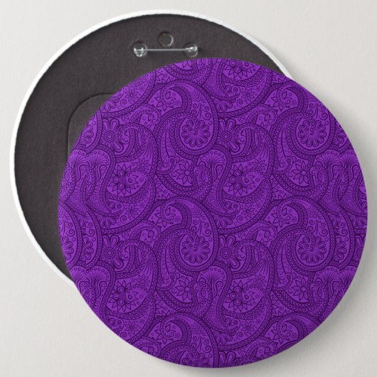 Paars Paisley Ronde Button 6,0 Cm (Voorkant /achterkant)