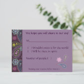 Paars Paisley RSVP Kaartje (Staand voorkant)