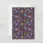 Paars Paisley RSVP Kaartje (Achterkant)