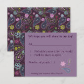 Paars Paisley RSVP Kaartje (Voorkant / Achterkant)