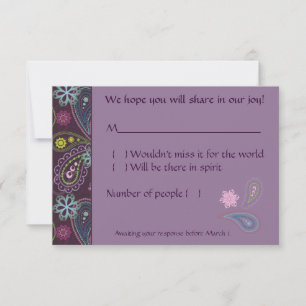 Paars Paisley RSVP Kaartje
