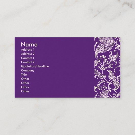 Paars Paisley Visitekaartje (Achterkant)