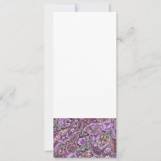 Paars Paisley Weddenschap Kaart (Achterkant)