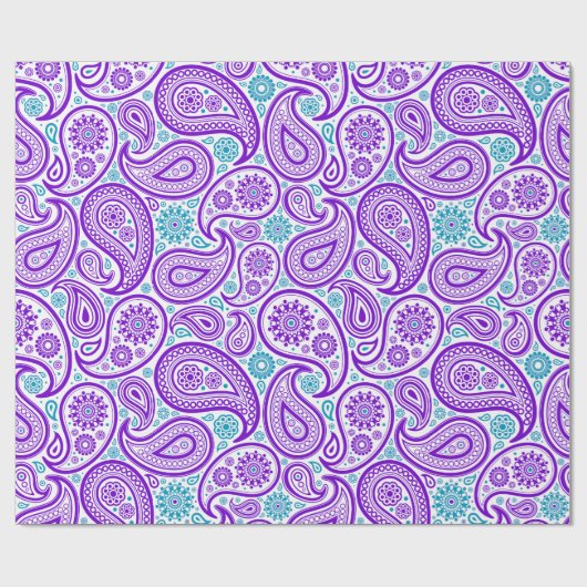 Paars paisleypatroon cadeaupapier (Vlak)