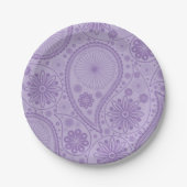 Paars paisleypatroon papieren bordje (Voorkant)