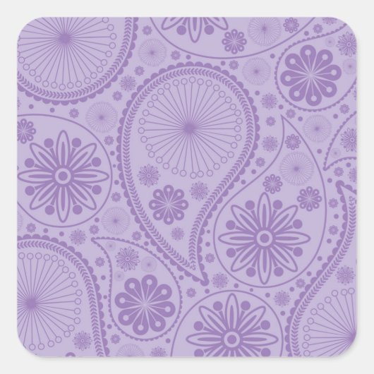 Paars paisleypatroon vierkante sticker (Voorkant)
