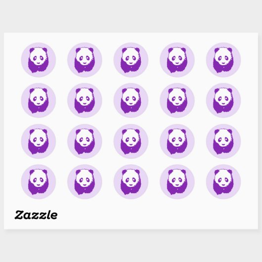 Paars Panda Ronde Sticker (Vel)