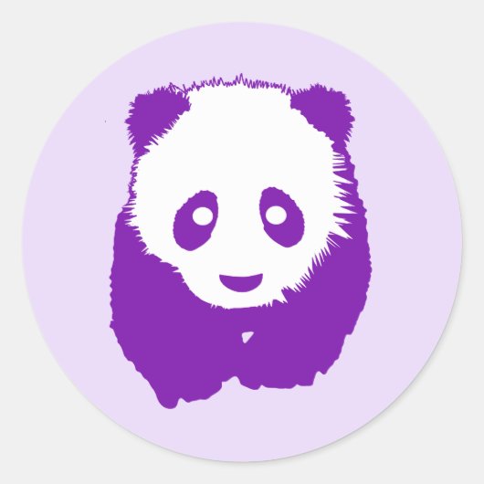 Paars Panda Ronde Sticker (Voorkant)