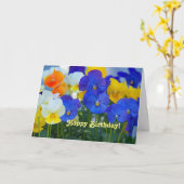  Paars Pansies Floral Foto Birthday Kaart (Gele Bloem)