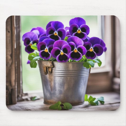 Paars Pansy Bouquet Muismat (Voorkant)