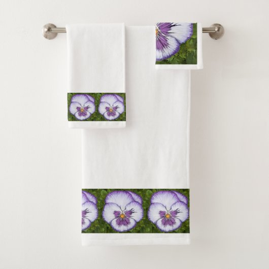 Paars Pansy Face Bad Handdoek (Insitu)