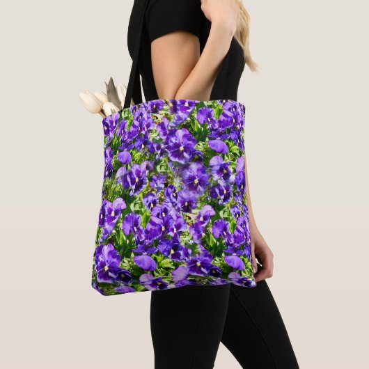 Paars Pansy Field Tote Bag (Dichtbij)