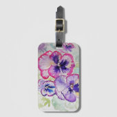 Paars Pansy Flower Floral Waterverf Bagagelabel (Voorkant (verticaal))