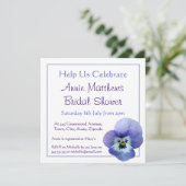 Paars Pansy Flower Vrijgezellenfeest Invite Kaart (Staand voorkant)
