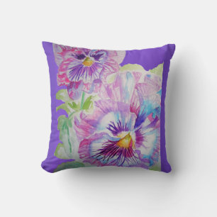 Paars Pansy Flowers Floral decor Cushion Kussen