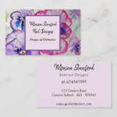 Paars Pansy Flowers Waterverf Visitekaartje (Voorkant / Achterkant)