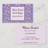 Paars Pansy Flowers Waterverf Visitekaartje (Voorkant / Achterkant)