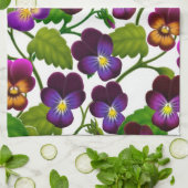 Paars Pansy Garden Kitchen Towel Theedoek (Gevouwen)