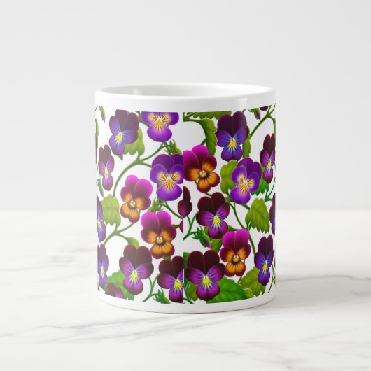 Paars Pansy Garden Planten Jumbo Mok (Voorkant)