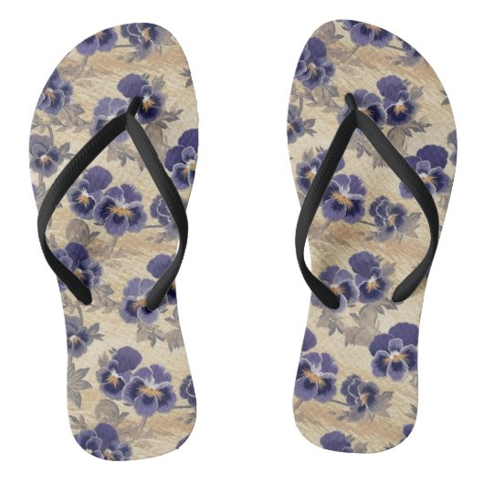 Paars Pansy Pattern Teenslippers (Voetbed)