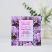 Paars Pansy Wedding Invitation Kaart (Staand voorkant)