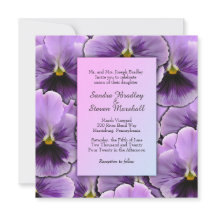 Paars Pansy Wedding Invitation