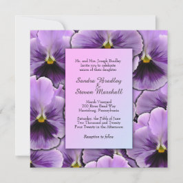 Paars Pansy Wedding Invitation Kaart