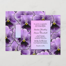 Paars Pansy Wedding Invitation Kaart
