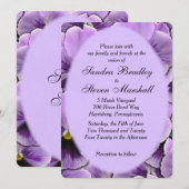 Paars Pansy Wedding Invitation Kaart (Voorkant / Achterkant)